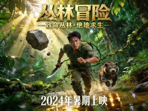 《丛林冒险》动作冒险电影海报 - 主角在热带丛林探险的刺激画面